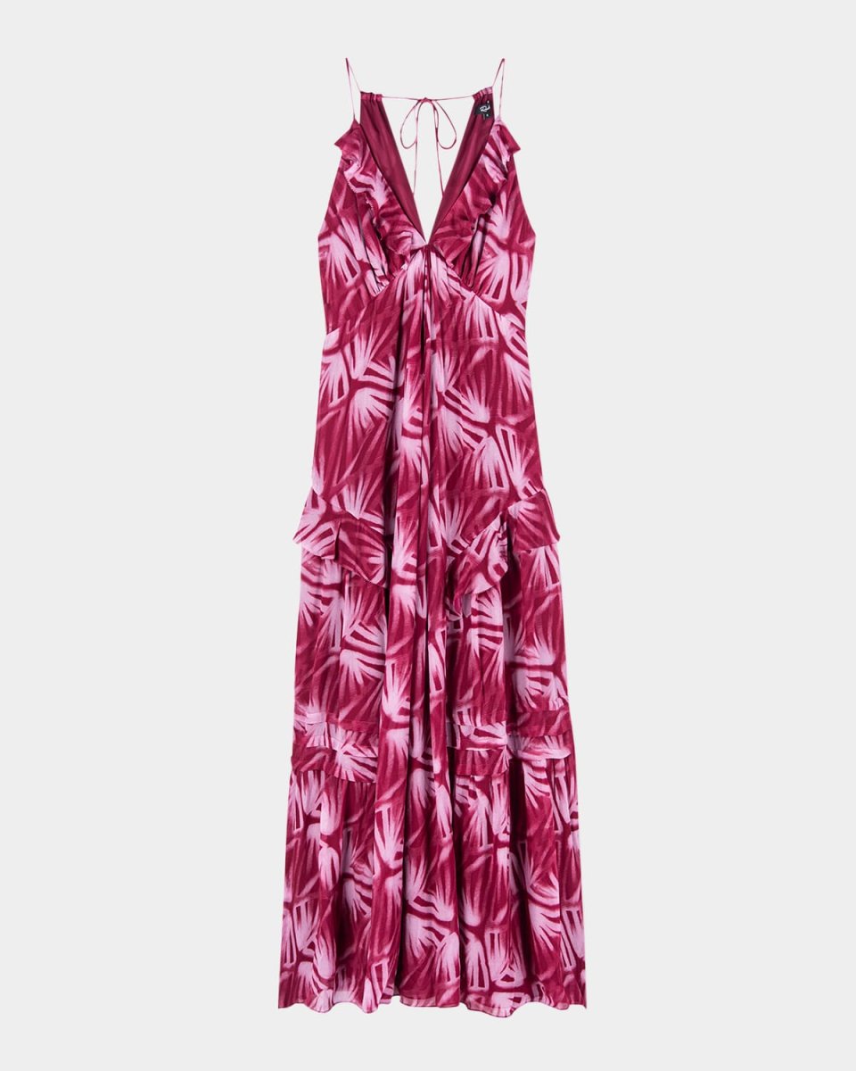 Boa Ruffle-Trim Midi Dress